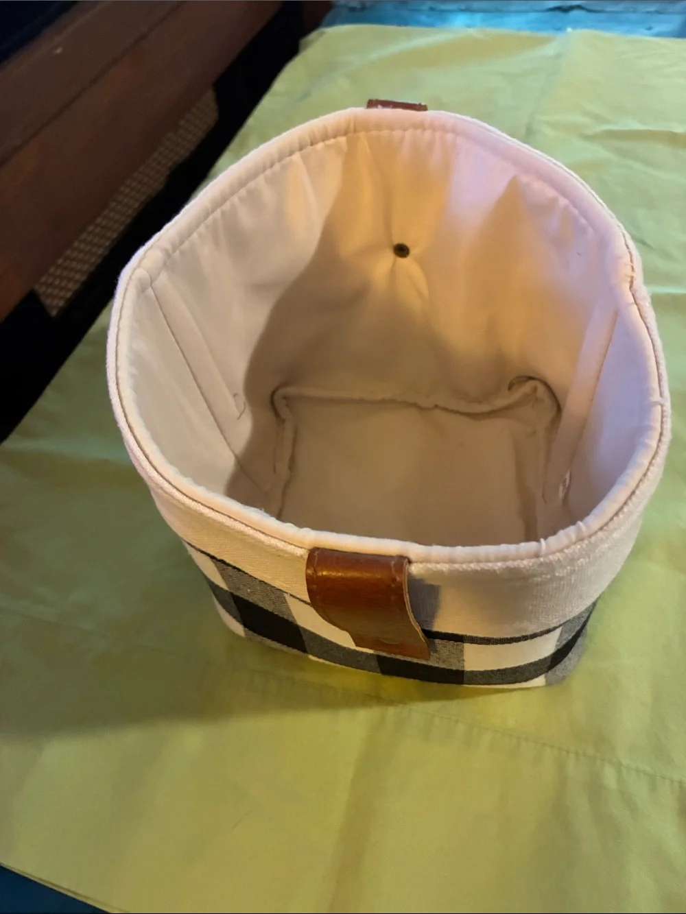 Canvas Checkered Storage Bin in Black and Cream